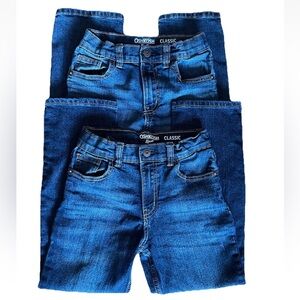 2 lot of Oshkosh Boys Classic Fit Jeans Size 7 Blue Denim Adjustable Waist